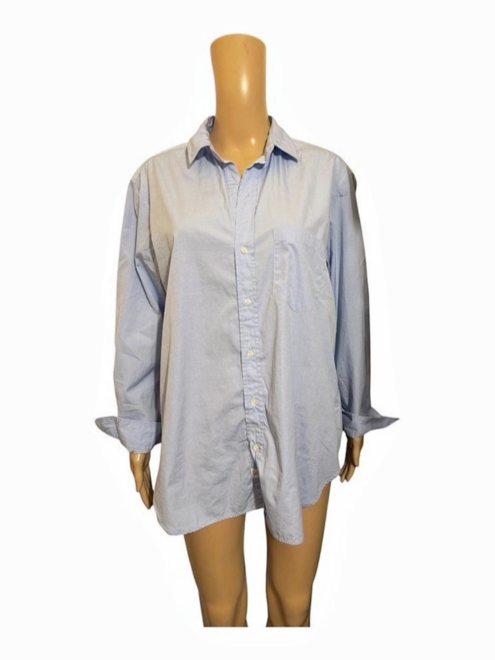 Frank & Eileen Joedy Striped Cotton Button Down in Blue & White Size Medium